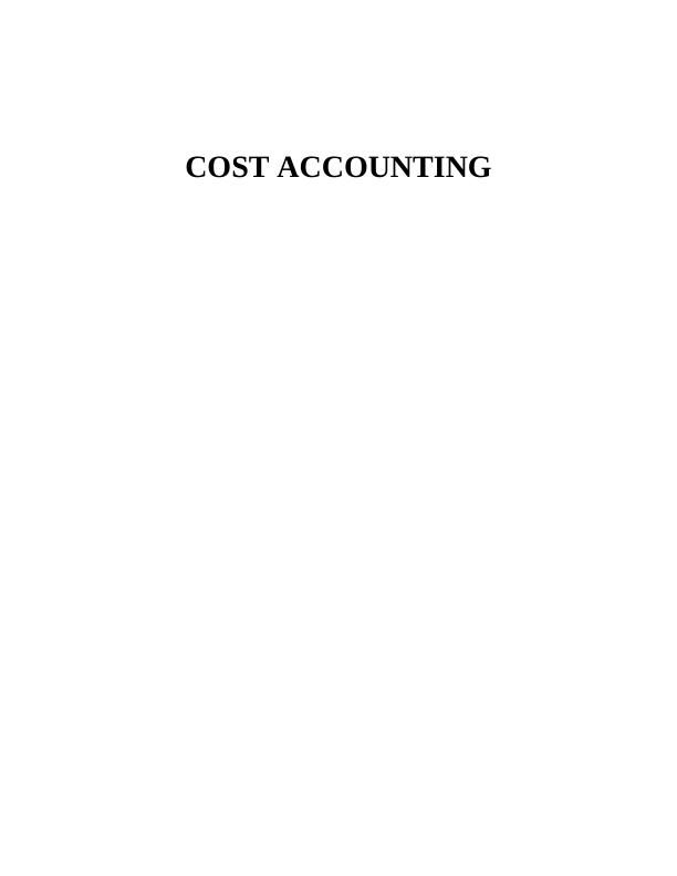 Cost Accounting - Assignment_1