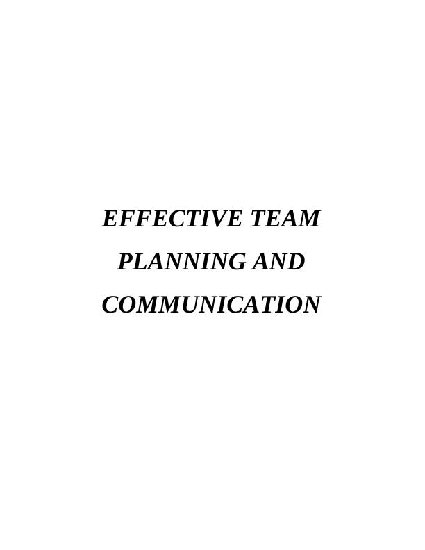 Effective Team Planning Assignment_1