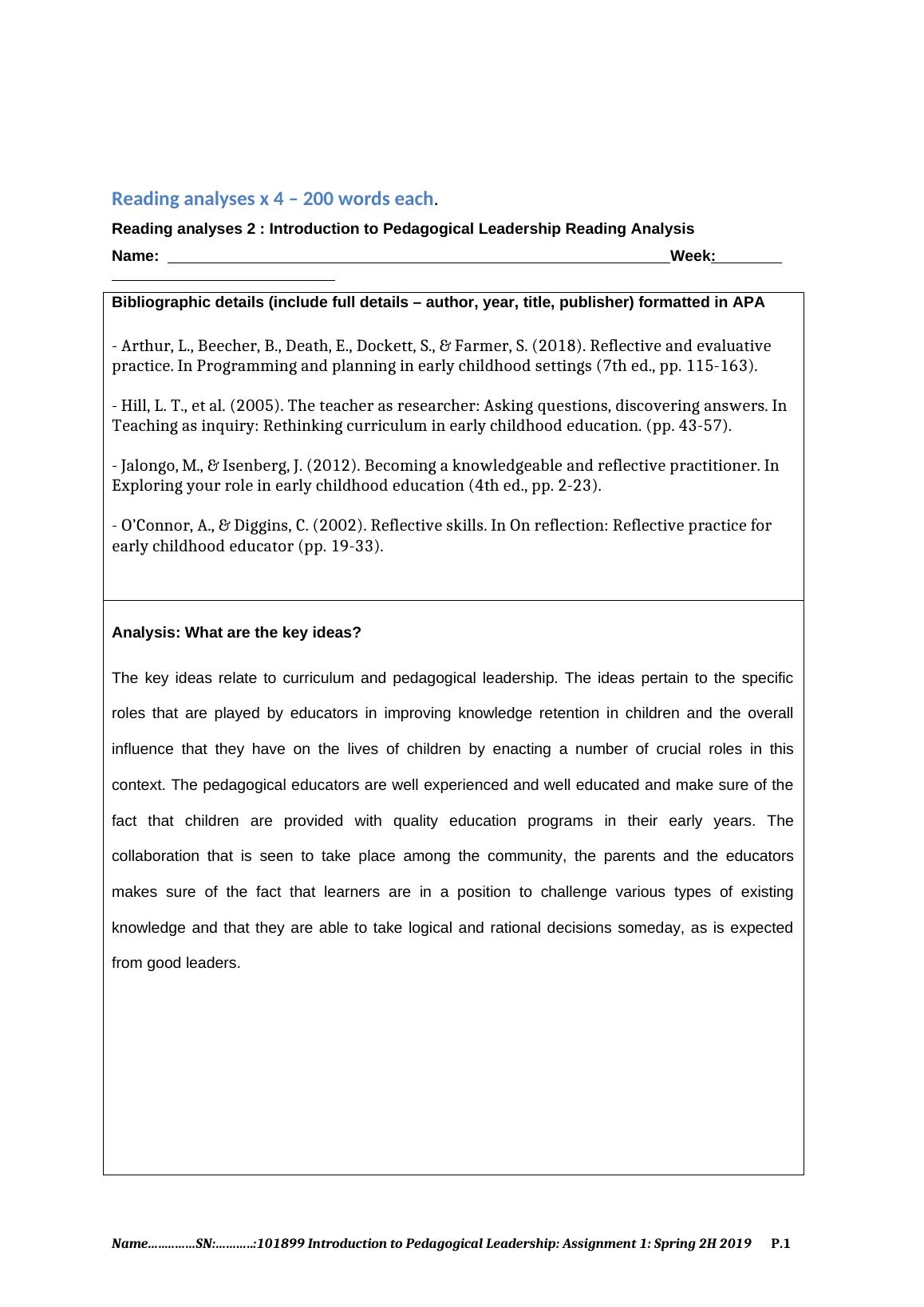 pedagogical-leadership-reading-analysis-spring-2h-2019
