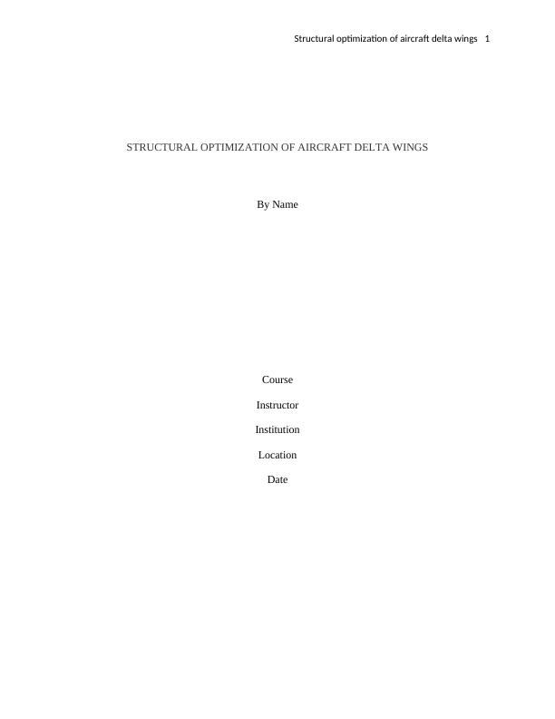 Report on Structural Optimization of Aircraft Delta Wings_1
