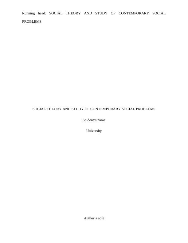 Social Theory and the Substantive Problems of Sociology_1