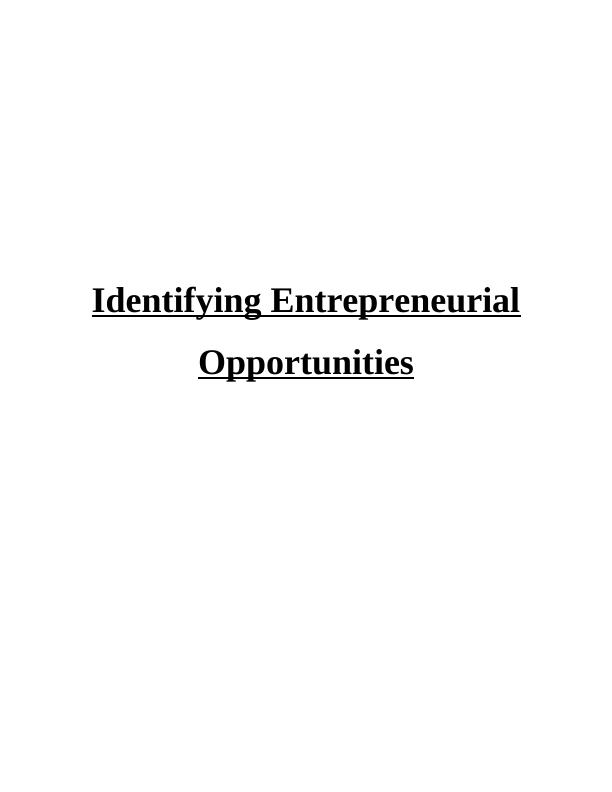 Identifying Entrepreneurial Opportunities | Assignment_1