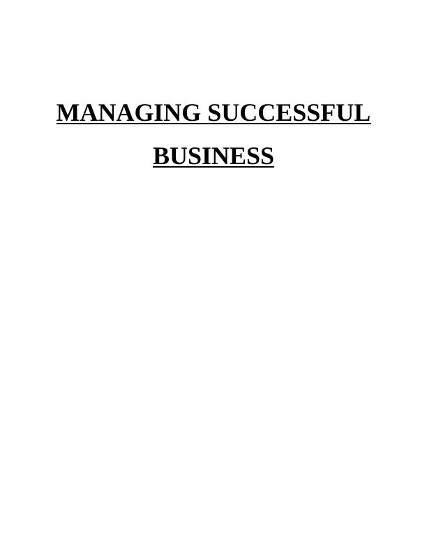 MANAGING SUPERCESSFUL BUSINESS TABLE OF CONTENTS_1