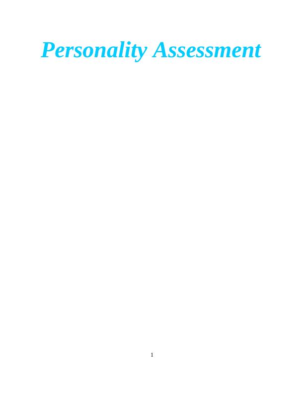 Personality Assessment | Report_1
