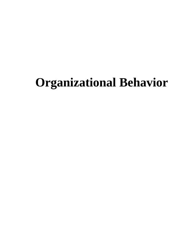 organizational behavior assignment pdf