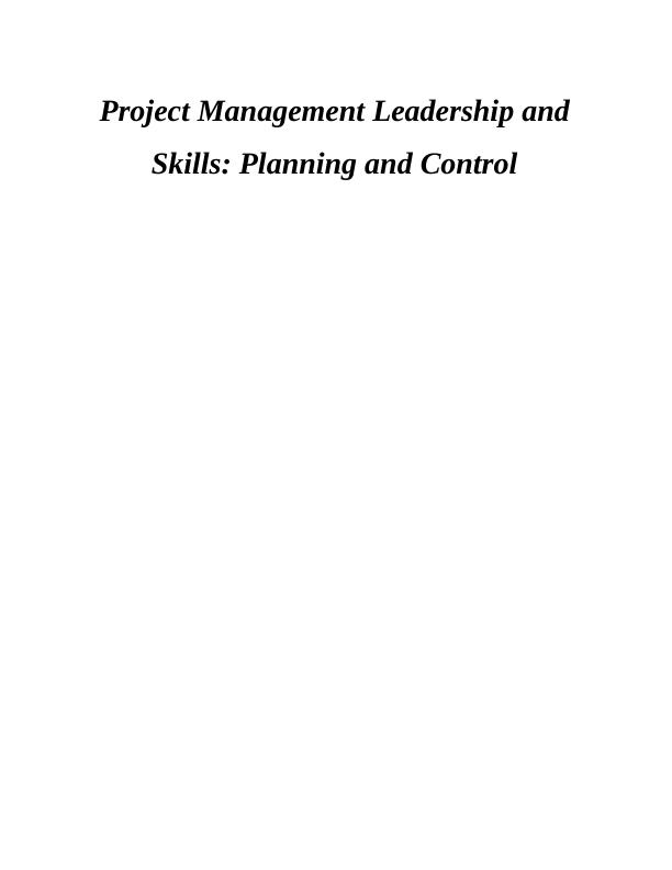 Project Management Leadership and Skills : Assignment_1