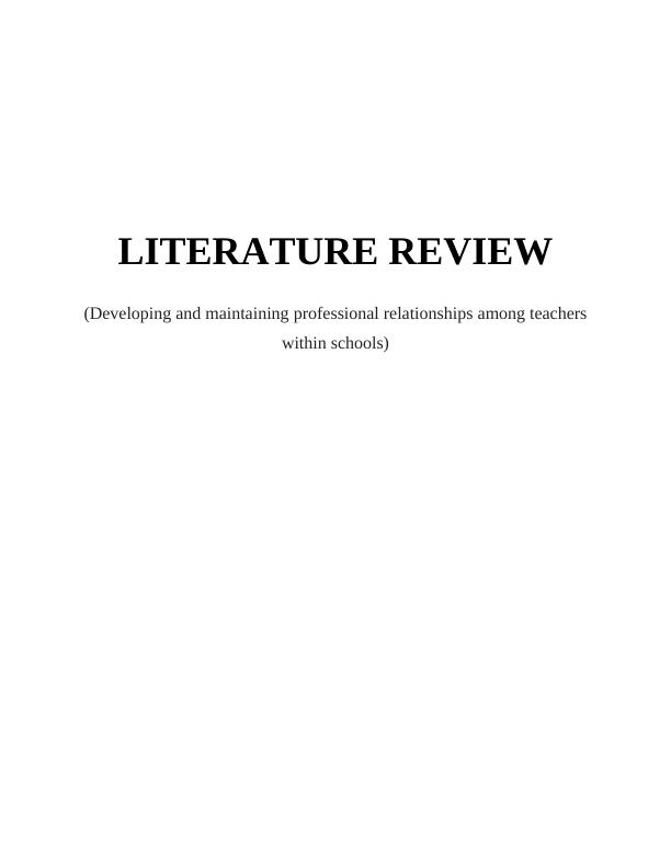 Literature Review Assignment- Professional Relationship_1