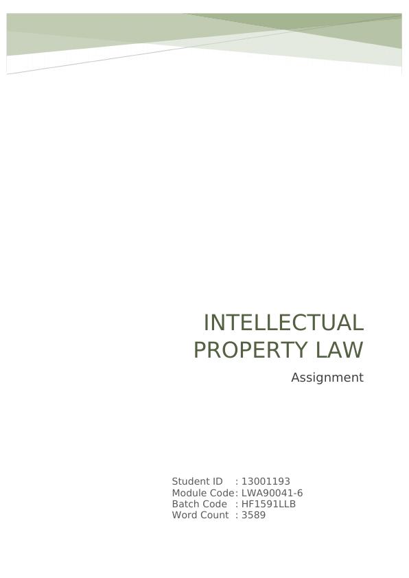 The African Katempfe Berry Intellectual Property Law Assignment_1