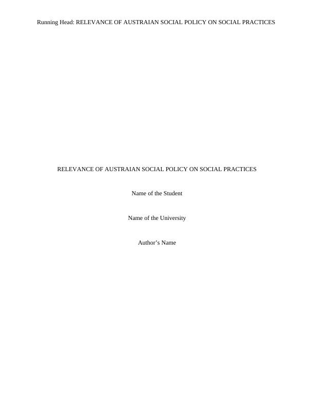 Relevance of Australian Social Policy on Social Practices_1