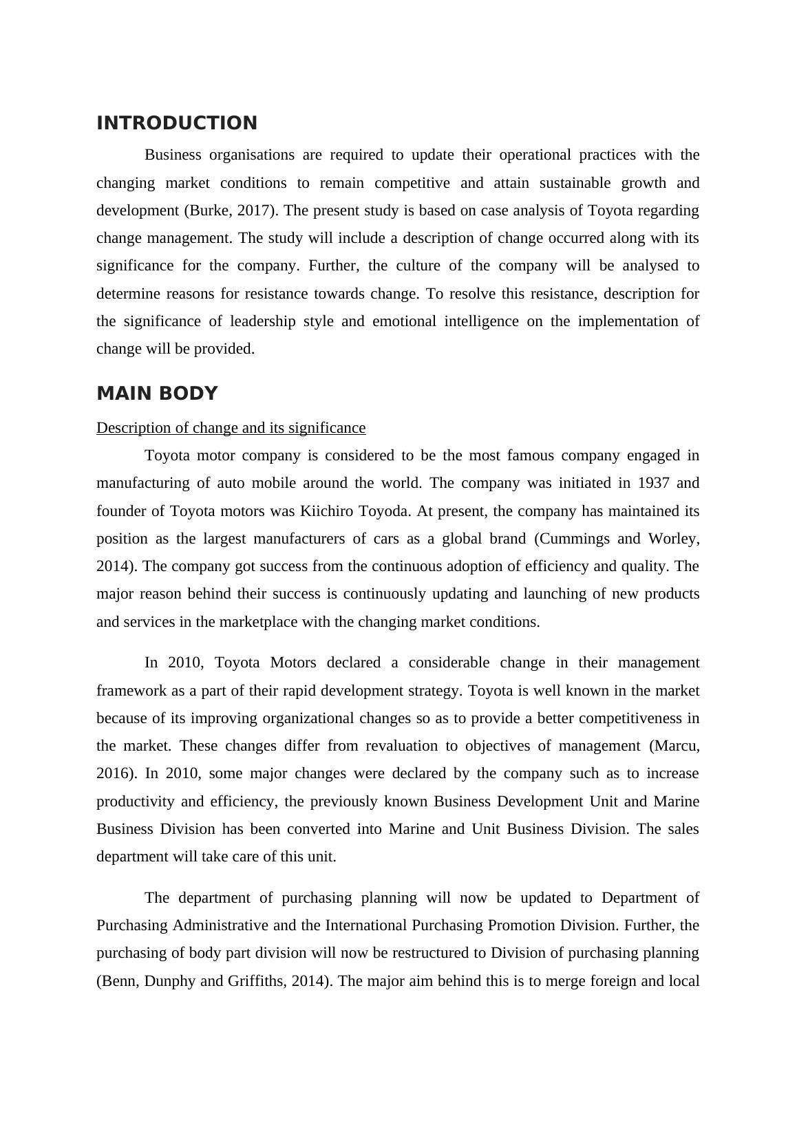 change management case study toyota