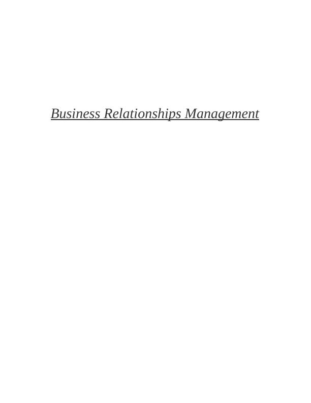 Business Relationships Management : Assignment_1
