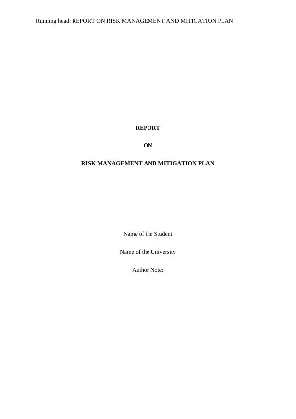 Report on Risk Management and Mitigation Plan_1