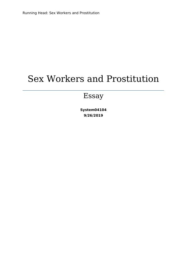 Sex Workers And Prostitution Desklib 2511