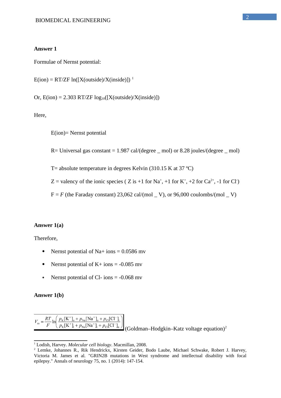 biomedical engineering homework