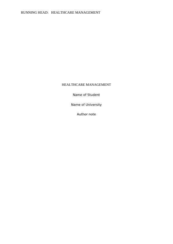 Healthcare   Management  Assignment  2022_1