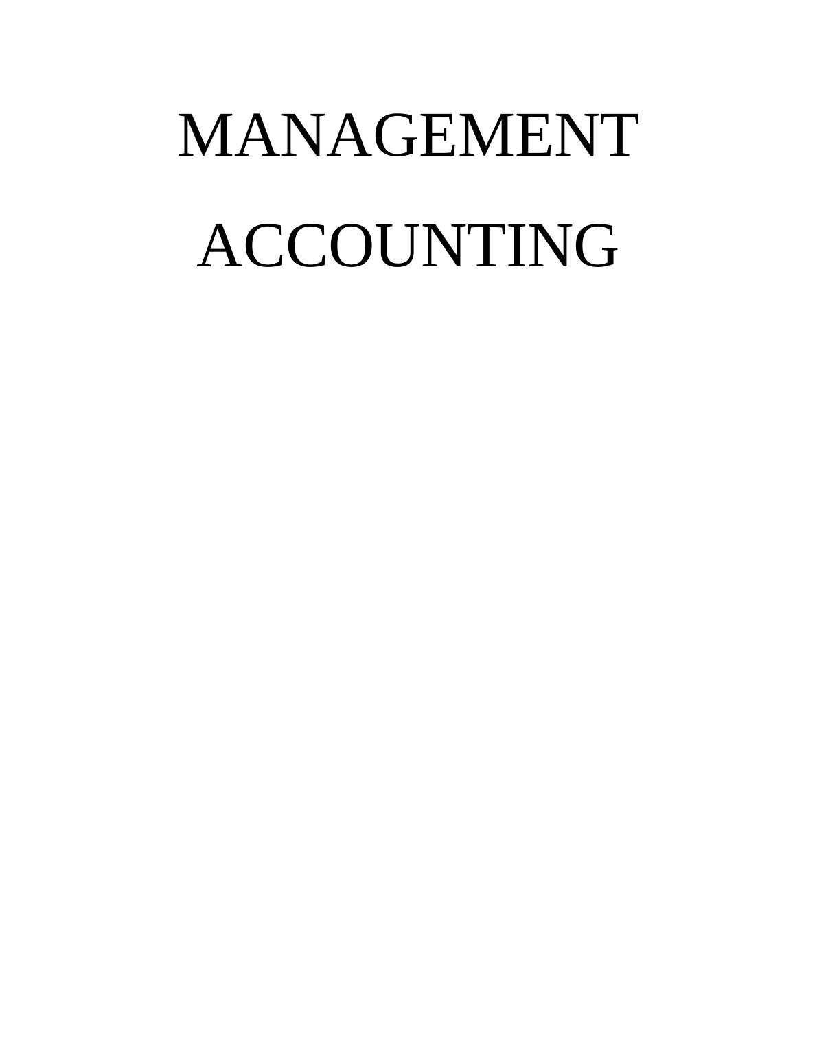 Management Accounting Techniques of Jeffrey and Sons : Report_1