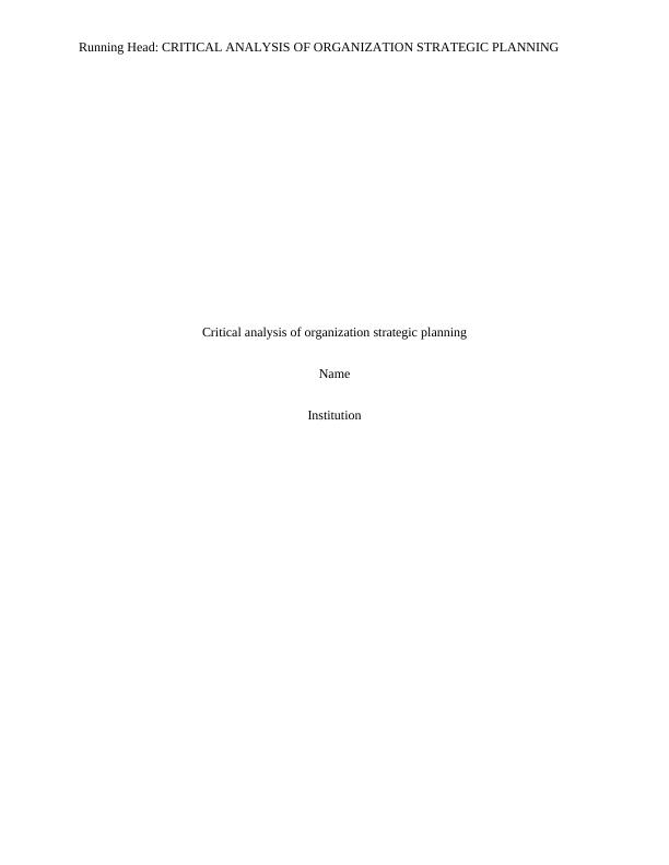 Critical Analysis of Strategic Management PDF - 200587_1