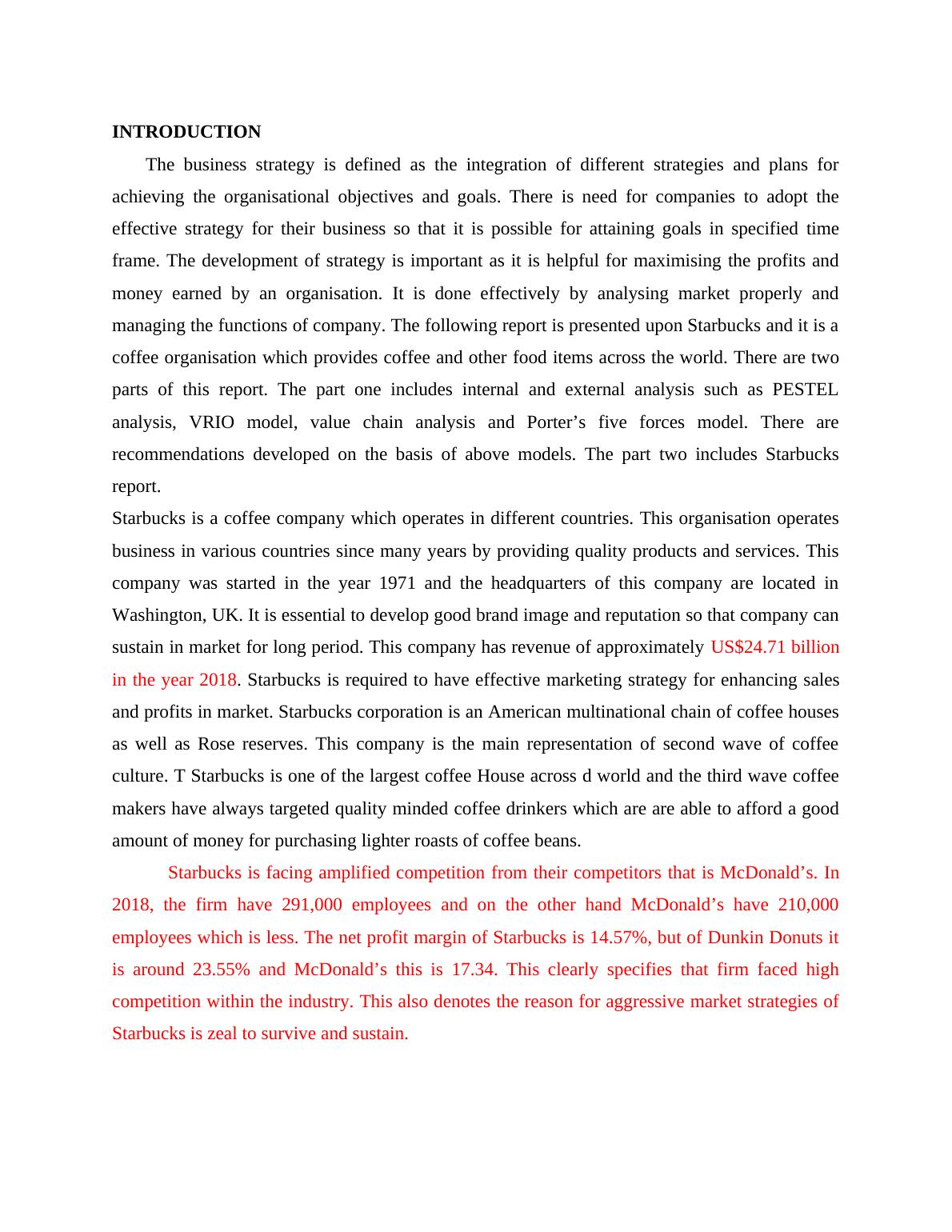 Business Strategy of Starbucks Analysis and