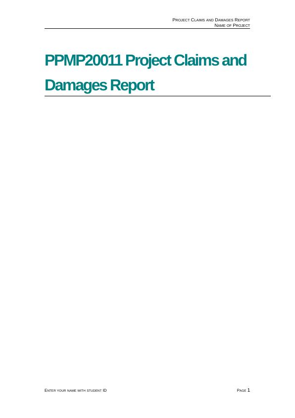 Project Claims and Damages Report for PPMP20011 Project_1
