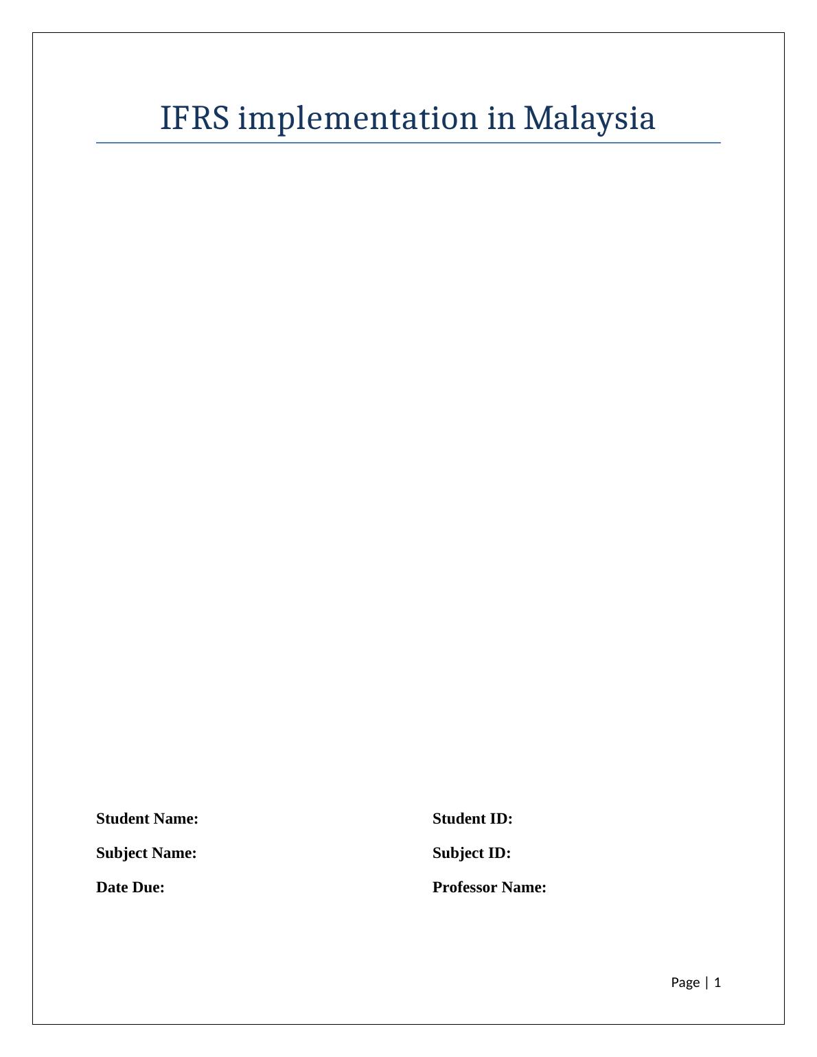 IFRS Implementation In Malaysia