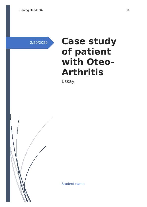 Case study of patient with Osteo-Arthritis | Report_1