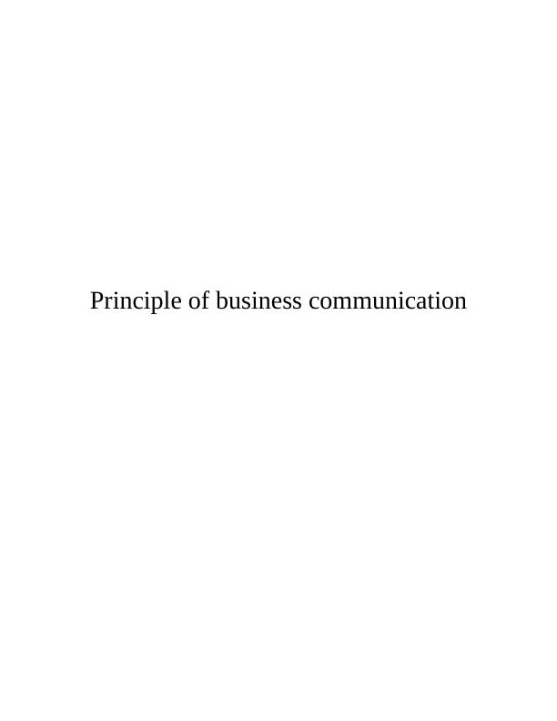 Principle of Business Communication Assignment Solution_1