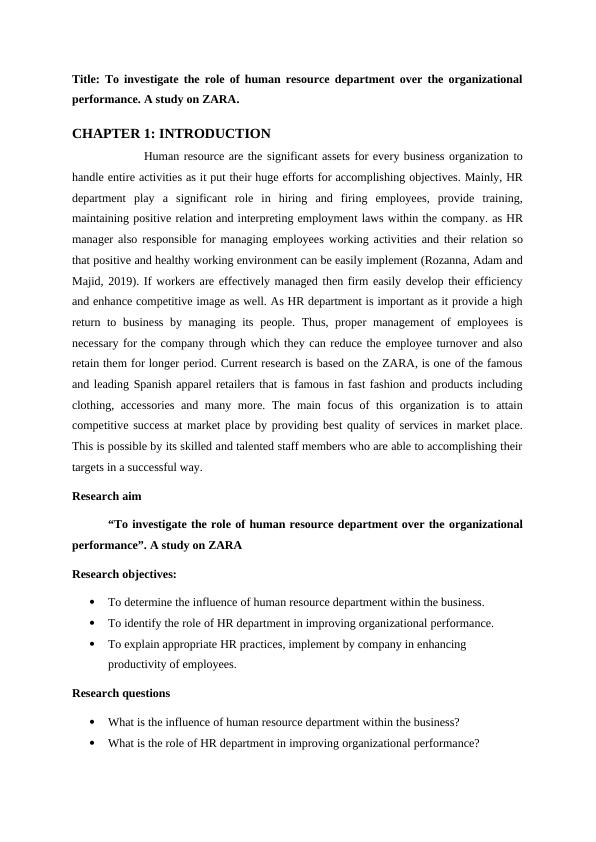 Role of HR Department in Organizational Performance: A Study on ZARA_3