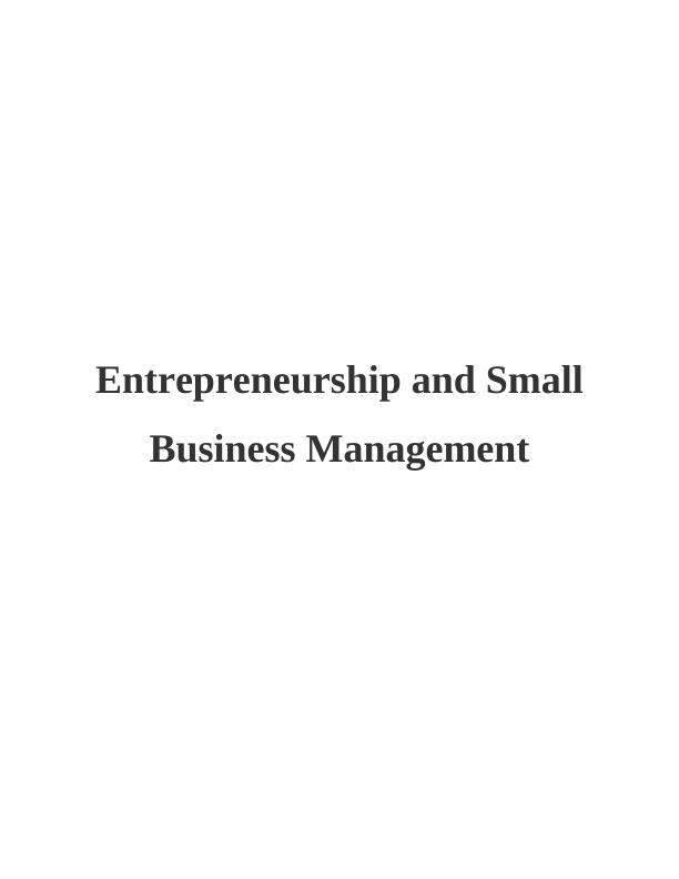 Types of Entrepreneurial Ventures and Typology of Entrepreneurship : Project Report_1