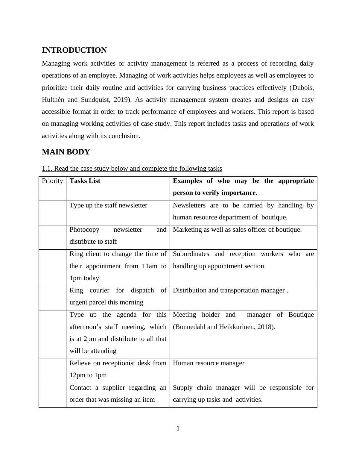 case study on planning and organising