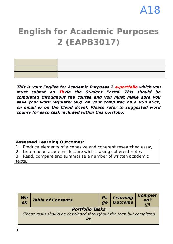 English for Academic Purposes 2 (EAPB3017) | || | ||_1