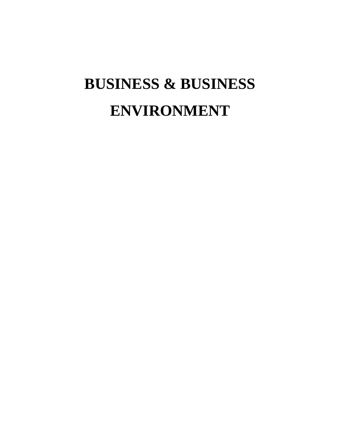 Business Environment | Assignment_1