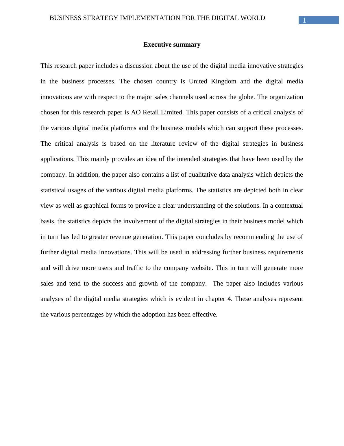 Research Paper on Use of Digital Media in Business_2