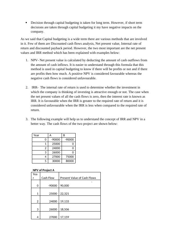Capital Budgeting Decisions : Assignment_3