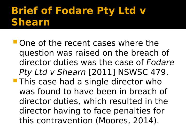The case of Fodare Pty Ltd v Shearn_3