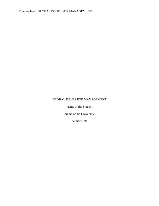 Global Issues for Management | Report_1