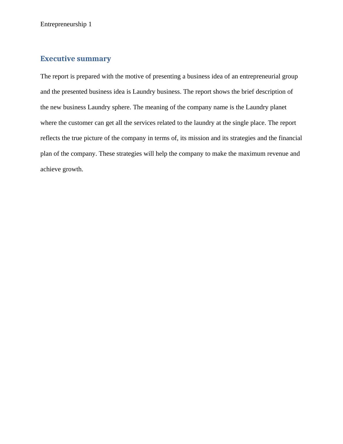 Report on Business Idea of an Entrepreneurial Group_2