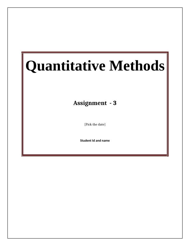 Quantitative Methods- Assignment_1