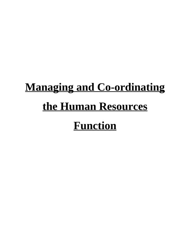(solved) Managing and Co-ordinating the Human Resources Function_1