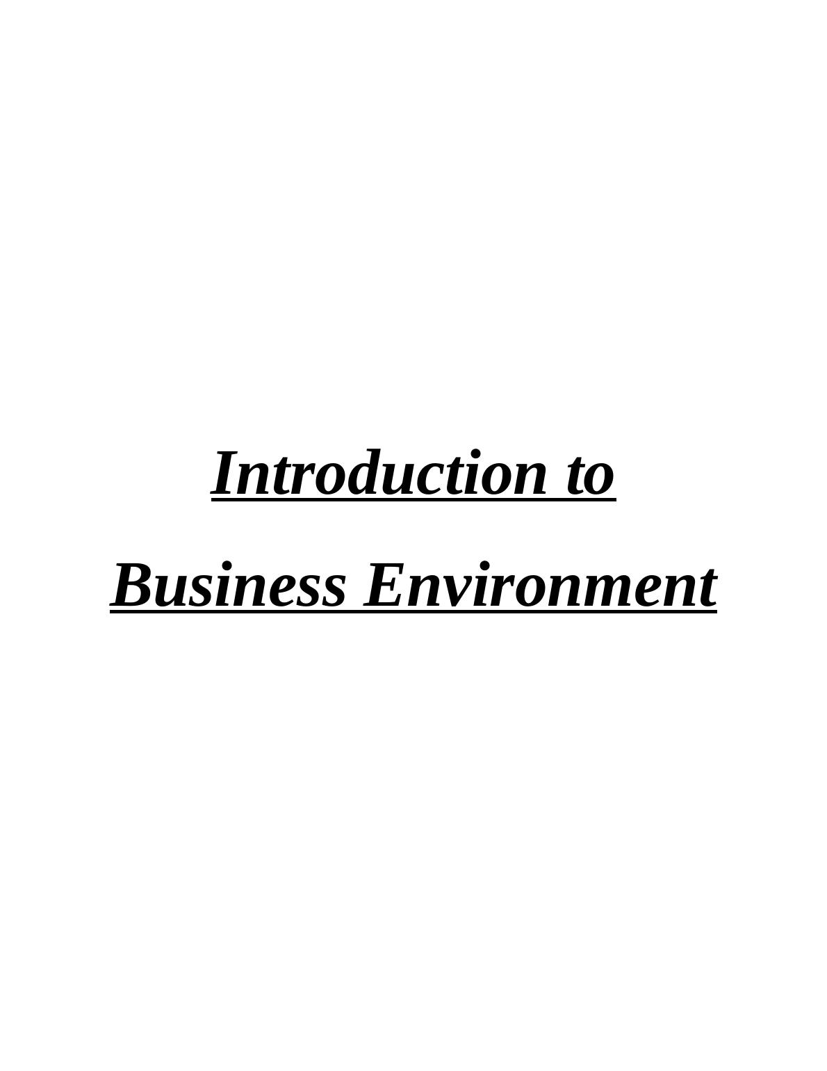 introduction to business environment assignment