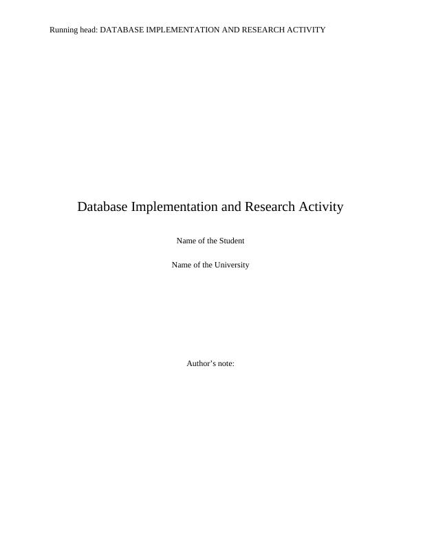 Database Implementation and Research Activity_1