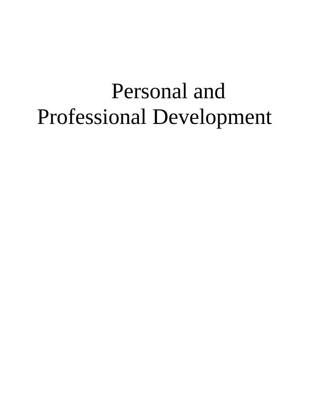 Personal & Professional Development | Assignment Sample_1