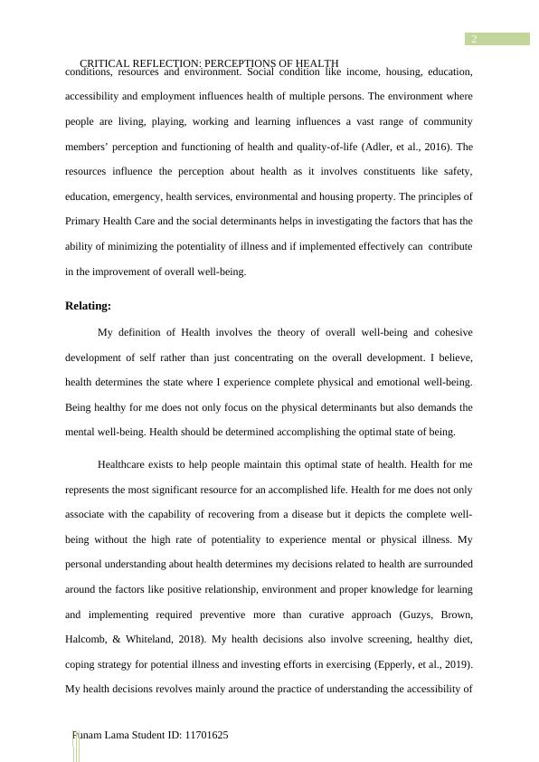 The Assignment on Critical Reflection Perceptions of Health_3