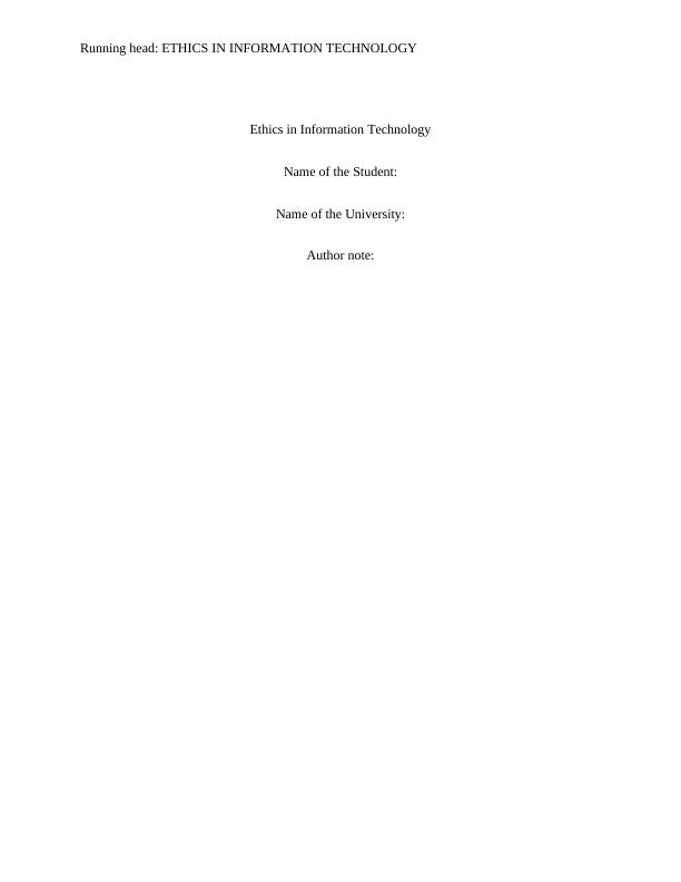 Ethics in Information Technology Assignment_1