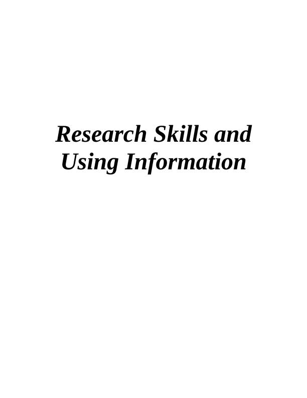 research skills and using information