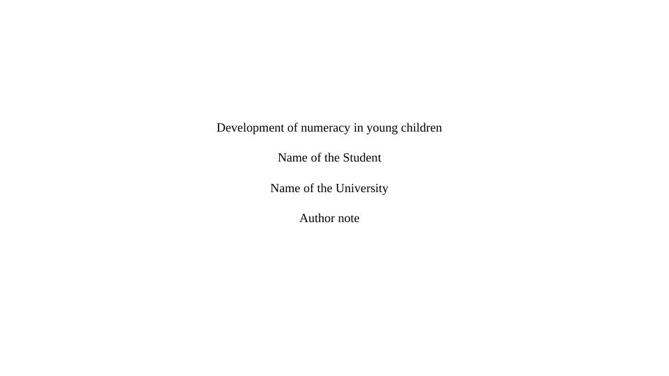 Development of Numeracy in Young._1