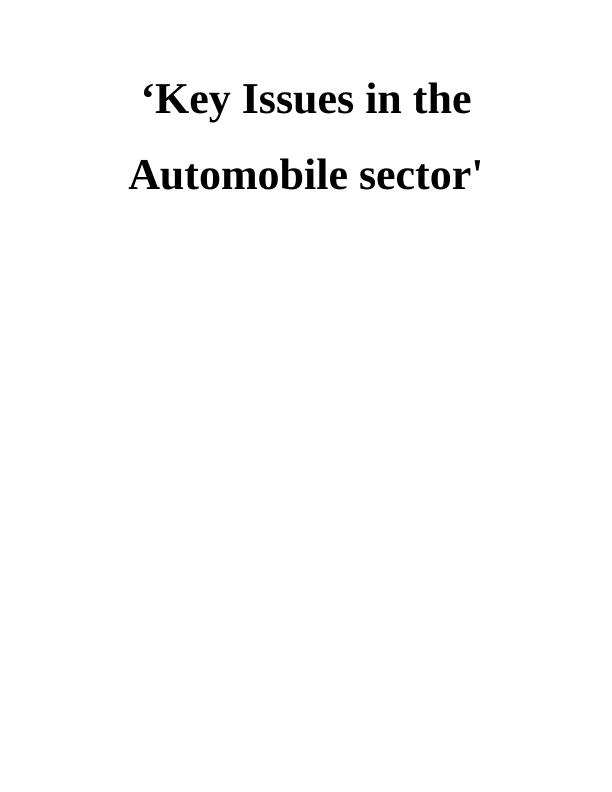 Key Issues in the Automobile Sector_1