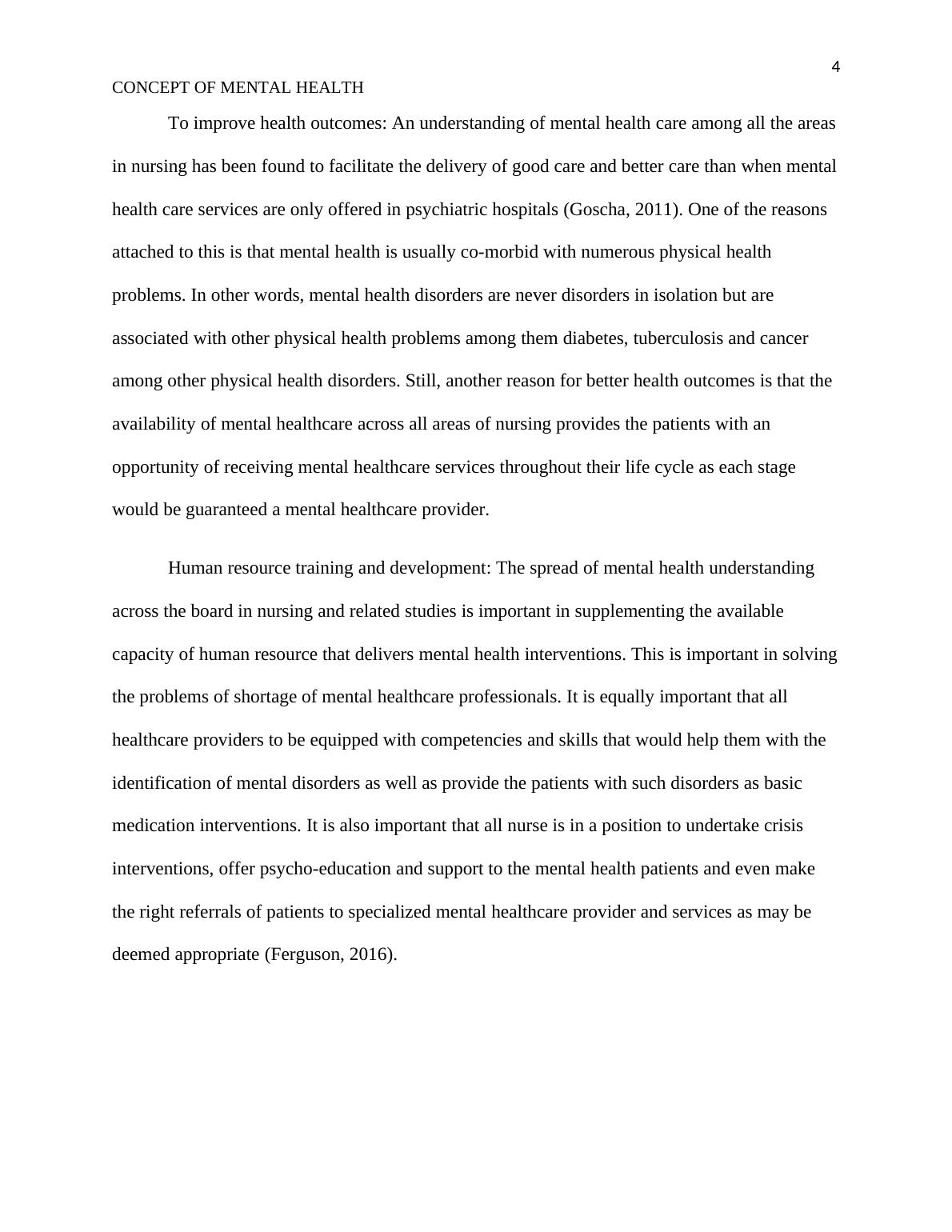 Mental Health Assignment Nursing Assignment