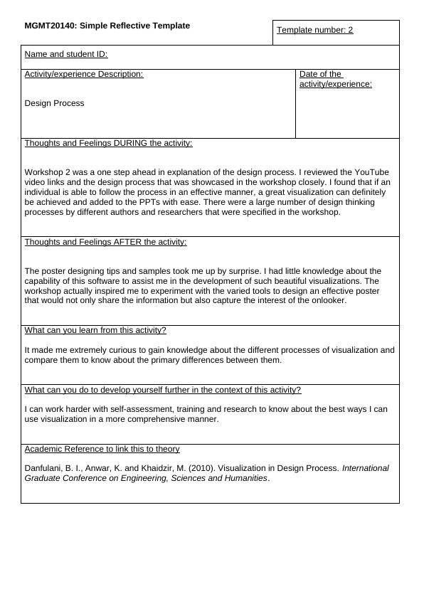 MGMT20140: Simple Reflective Template Assessment