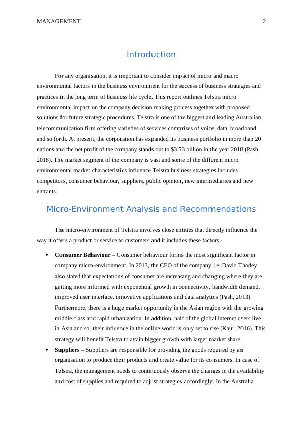 Micro-Environment Analysis And Recommendations