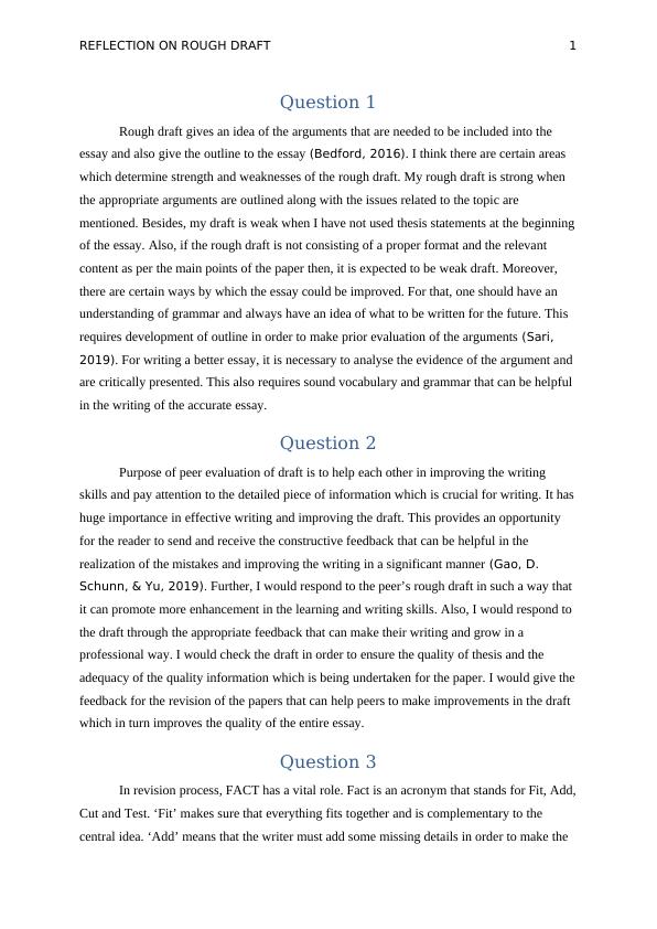 Reflection on Rough Draft Assignment Report_2
